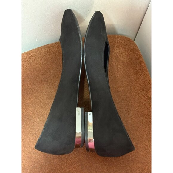 COACH and FOUR Ballet Flats Metallic Sliver Heel Pointed Toe Black Size 6 SlipOn - Picture 6 of 11